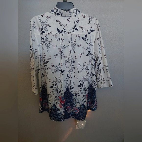 Chicos-3 Blouse No Iron Floral 3/4 sleeve Button Front Top Blouse Bohemian 16-18 - Picture 2 of 7